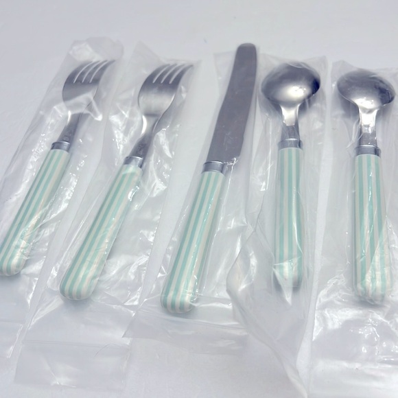 5 Piece Place Setting Green Struped Silverware Sheffield stainless England - Picture 4 of 6
